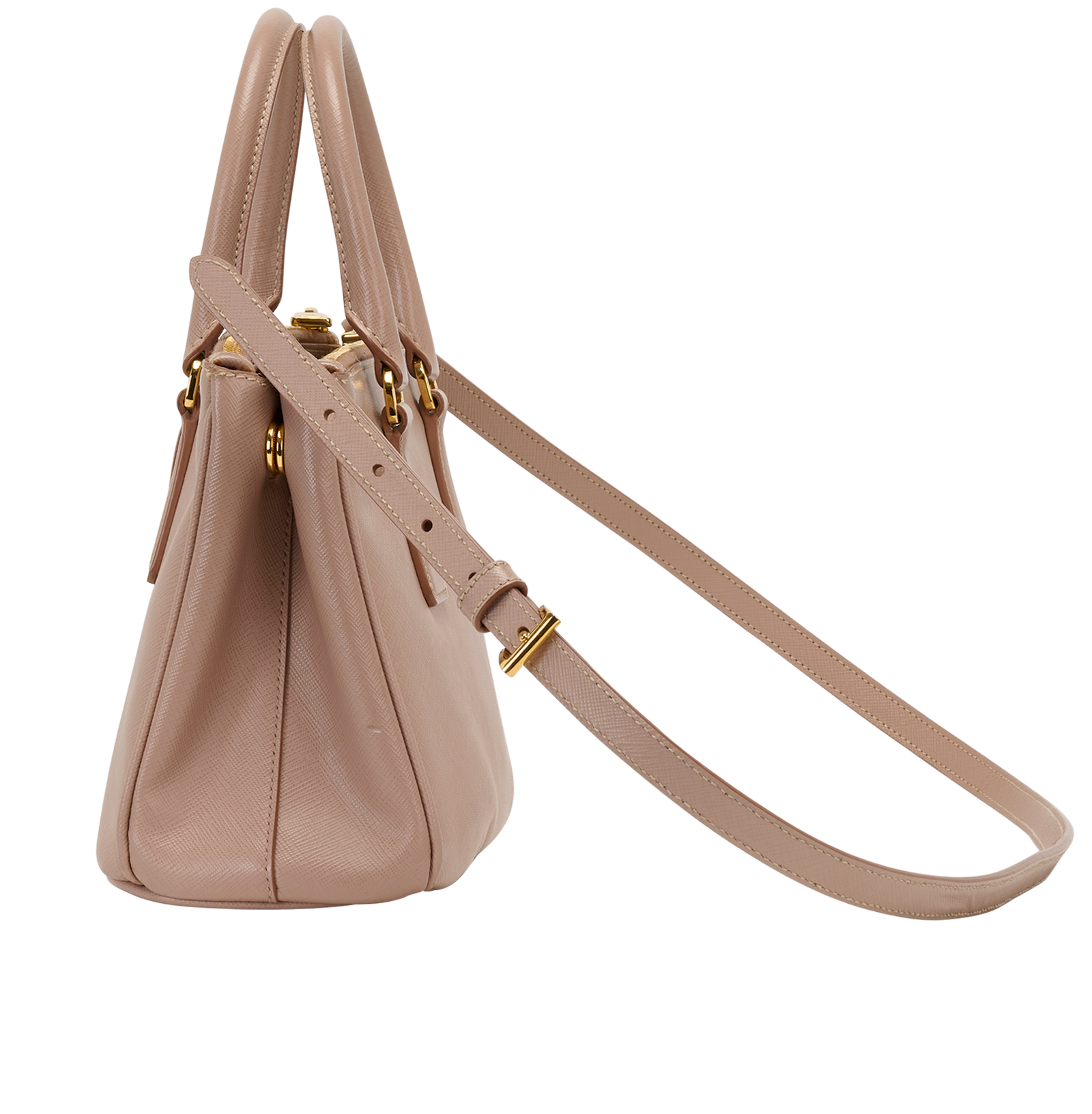 Small Galleria Tote, &pound;1,200, Handbags, Pink, Leather, Bottom view